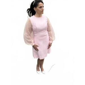 1970 Alfred Werber Shift with Sheer Balloon Sleeves Blush Pink SIZE M